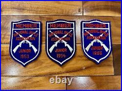 NRA Junior Member Badge PATCH NRA BSA Boy Scout Camp LOT of 3 1953 1955 Rare