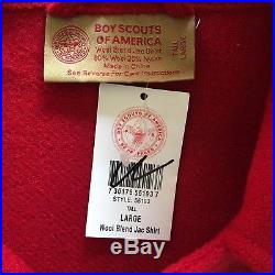 NWT Vintage Boy Scouts of America BSA Wool Jacket Red Sz Tall Large Patch Logo