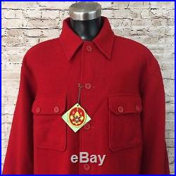 NWT Vintage Boy Scouts of America BSA Wool Jacket Red Sz Tall Large Patch Logo