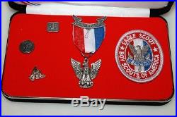 New Boy Scout Eagle Scout Patch, Pins, Medals Silver Set