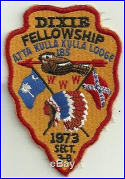 OA 1973 DIXIE FELLOWSHIP PATCH Sestion 3-B Hosted by ATTA KULLA KULLA Lodge 185