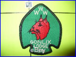 OA Gonlix Lodge 34, A-1a/b, 1950s Lynx Patch, pp, 294,402,465,500, Oneida, New York, NY