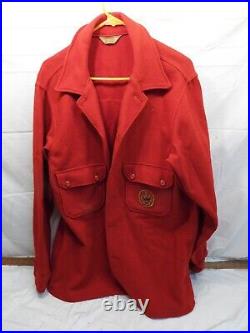 Official BSA Red Wool Brag Coat Boy Scout Felt Wolf Red Arrow Patch 44 Jacket