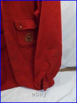 Official BSA Red Wool Brag Coat Boy Scout Felt Wolf Red Arrow Patch 44 Jacket