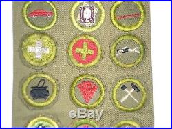 Old Vintage Boy Scout Sash, Eagle Scout, 30 Merit Badges, Patches, Scarf, Pin