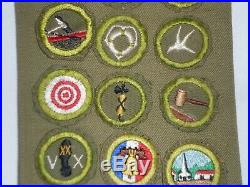 Old Vintage Boy Scout Sash, Eagle Scout, 30 Merit Badges, Patches, Scarf, Pin