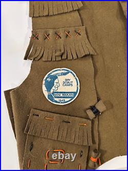 PRAIRIE GOLD AREA COUNCIL Camp Mini Wakan 1949 2 felts on vest and MB sash