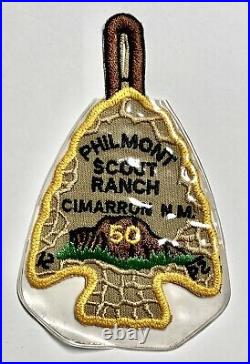 Philmont Scout Ranch 50th Arrowhead Camper Patch with Holder Cimarron New Mexico