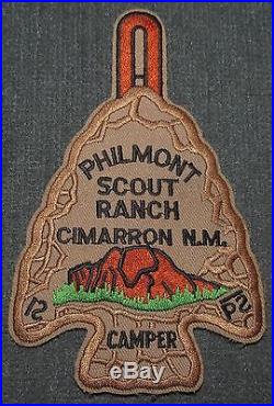 Philmont Scout Ranch CAMPER ERROR Arrowhead Patch Plastic Back Twill Left MINT