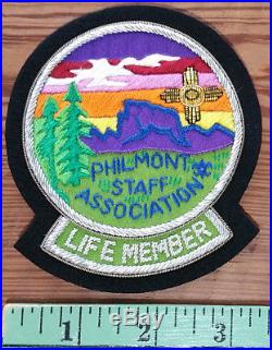 Philmont Staff Association Life Member Bullion Patch SAMPLE, Silver Letters