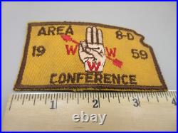 RARE! 1959 OA AREA 8-D Order of the Arrow Conference PATCH Camp Boy Scout