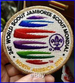 RARE! 2019 World Scout Jamboree WSJ Gold Mylar Round Patch 24 Mondial Badge SBR