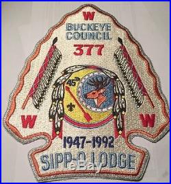 RARE! Boy Scout OA- SIPP-O LODGE 377 Jacket Patch J8. Buckeye Council 1947-1992