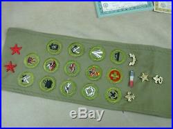 RARE DTD. 1939-1943 B. S. A. SASH WithBAFGES, PINS & STANDARD CAMP REGION 3 PATCHES