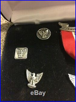Rare Vintage Boy Scouts Of America Eagle Scout Presentation Kit Pins & Patch BSA