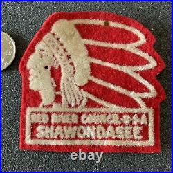 Red River Council BSA Boy Scouts Of America Camp Shawondasee Indian Felt Patch
