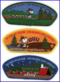 Redwood Empire Council JSP set- 3 patches 2010 National Jamboree Snoopy