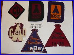 SIX FELT Boy Scout Camp Denton Camp Patches 1920's-1935 RARE