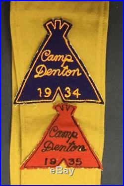 SIX FELT Boy Scout Camp Denton Camp Patches 1920's-1935 RARE