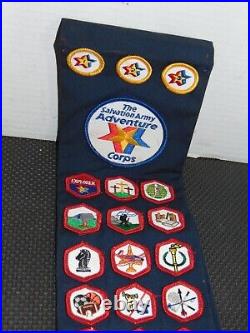 Salvation Army boys adventure Guard sash, pins, patches, badges Boy Scout 1950