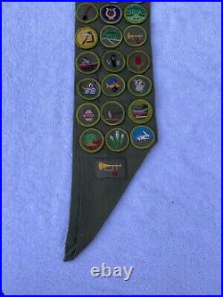 Scout Merit Badge Sash 49 Patches, Rob4 Eagle Medal, YMCA Archery & Trail Medal