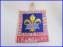 Scout cover patch badge world jamboree 1947 CHAMPAGNE OFFICIAL PATCH
