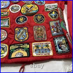 True Vintage BSA Boy Scout Jacket Patch Covered Jacket 1970s Button Snap Patches