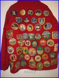 True vintage 1960s SCOUT LEADER jacket & 50 patches Snoopy + moon landing +