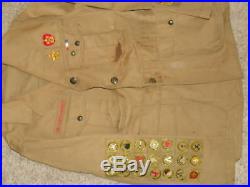 Uniform Coat circa 1917 21 square merit badges life & star patches, PL etc
