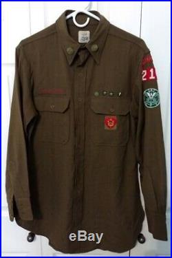 Utah Estate 1940s Boy Scout BSA Leaders Uniform Shirt with Patches & Sterling Pins