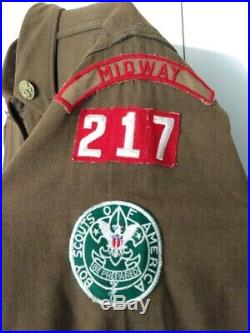 Utah Estate 1940s Boy Scout BSA Leaders Uniform Shirt with Patches & Sterling Pins