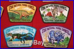 Utah National Parks Council 2001 Jamboree 16-patch Jsp Dinosaur Set