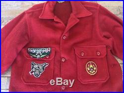 VINTAGE 14 BOY SCOUT Kittatinny WWW ORDER OF ARROW 4 PATCHES RED WOOL JACKET