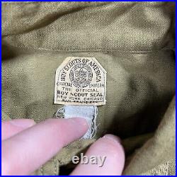 VINTAGE 1940s 40s Boy Scout Uniform Shirt Large BSA Patch Selvedge Bloomfield NE