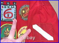 VINTAGE 1960's BOY SCOUTS OF AMERICA OFFICIAL RED JACKET UNIFORM 28 PATCHES