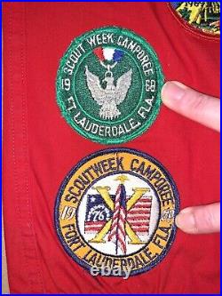 VINTAGE 1960's BOY SCOUTS OF AMERICA OFFICIAL RED JACKET UNIFORM 28 PATCHES
