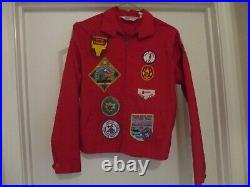 VINTAGE 1970s-80s BOY SCOUT JACKET with39 PATCHES TALON ZIPPER- Sz 16 (MENS SMALL)