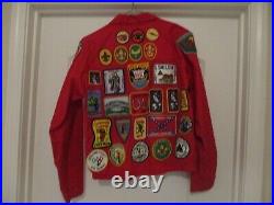 VINTAGE 1970s-80s BOY SCOUT JACKET with39 PATCHES TALON ZIPPER- Sz 16 (MENS SMALL)