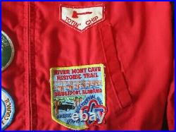 VINTAGE 1970s-80s BOY SCOUT JACKET with39 PATCHES TALON ZIPPER- Sz 16 (MENS SMALL)