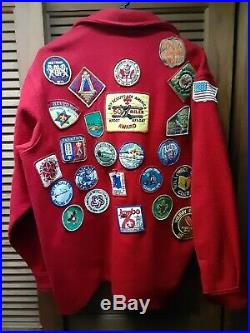 VINTAGE 60s 70s BOY SCOUTS 44 OFFICIAL JACKET BSA Red Wool 50 Miler & Patches