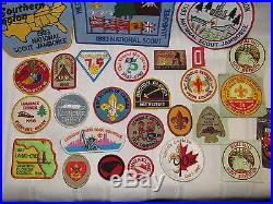 VINTAGE Boy Scout Sash w / 21 Merit Badges- 43 Patches Slides Neal Slides