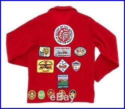 VINTAGE Patched BOY SCOUTS OF AMERICA Red WOOL Jacket Sz 16 Historic Trails Awrd