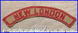 VTG 1920s Early 30s NEW LONDON Boy Scout Tan & Red Community Strip PATCH TRS BSA