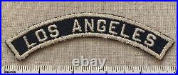 VTG 1930s LOS ANGELES Boy Sea Scout Blue & White Felt Community Strip PATCH BWS