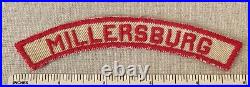 VTG 1930s MILLERSBURG Boy Scout Khaki & Red Community Strip PATCH Tan BSA KRS