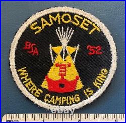 VTG 1952 SAMOSET COUNCIL Boy Scout Camp PATCH Where Camping is King BSA Badge