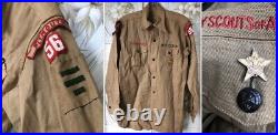 VTG 30s 40s BSA BOY SCOUTS LEADER SHIRT PATCHES BE PREPARED METAL LOOP BUTTONS