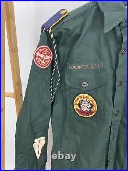 VTG 50s Boy Scouts Of America BSA Sanforized Explorers Patch Shirt Size 14 1/2