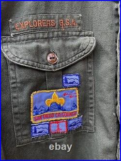 VTG 50s Boy Scouts Of America Explorer BSA Official Shirt San Diego CA Patches