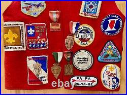 VTG 60s Boy Scout Vest Many Patches Stars Ribbon Pins Medals BSA Illinois NICE